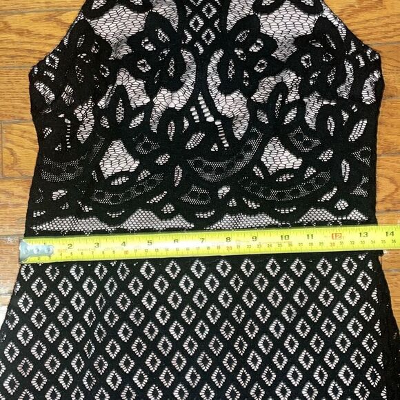 ASOS floral lace halter bodycon midi pencil black dress w/ high neckline size 6 - Picture 14 of 16